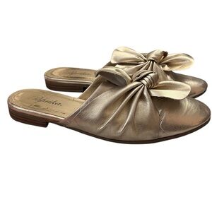 Paprika Bow Mule Ruched Slip-On Gold 7.5